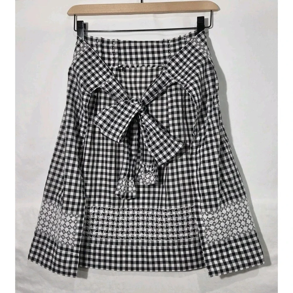 Vintage Gingham Half Apron Black White Check Chicken Scratch Cottagecore Retro